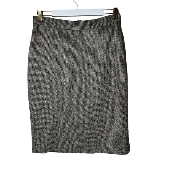 Vintage Dresses & Skirts - VTG LAUREN RALPH LAUREN Pencil Skirt 8 Classic Herringbone Career Tweed SILK